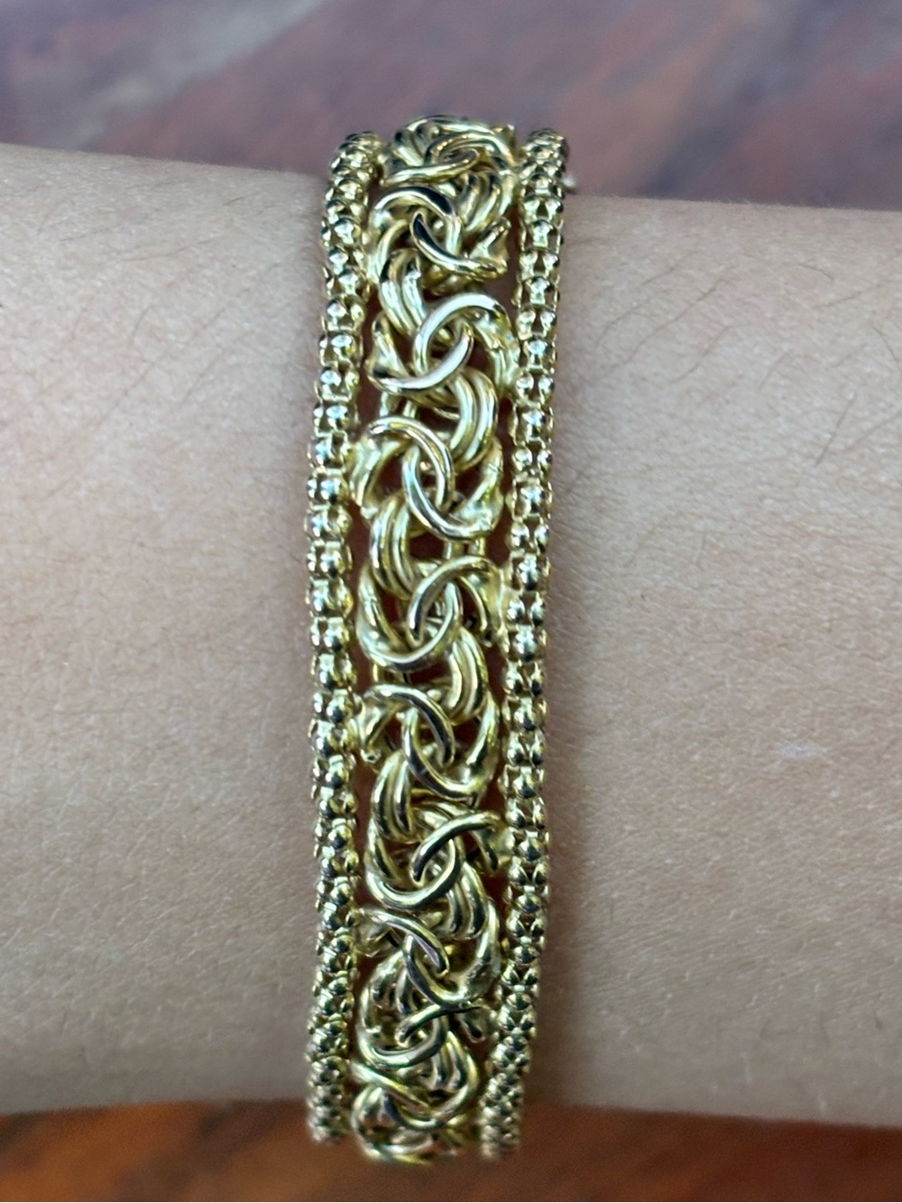 Vintage 925 Gold Over Sterling Silver Byzantine Woven Multi Strand Bracelet 7”
